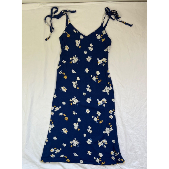Reformation Floral Jade Tie Strap Midi Dress XS Blue 44" - Picture 5 of 9